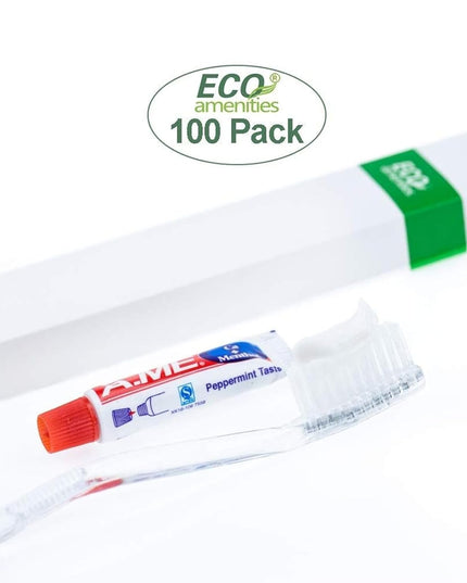 ECO Amenities Disposable Dental Kit – Toothbrush + Peppermint Toothpaste (Case of 100)