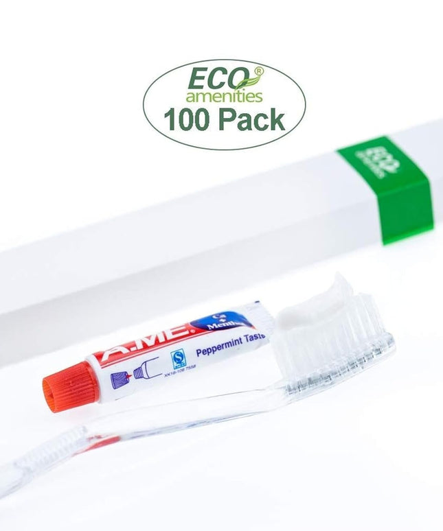 ECO Amenities Disposable Dental Kit – Toothbrush + Peppermint Toothpaste (Case of 100)
