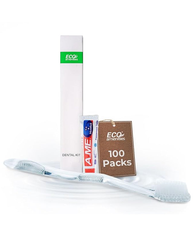 ECO Amenities Disposable Dental Kit – Toothbrush + Peppermint Toothpaste (Case of 100)