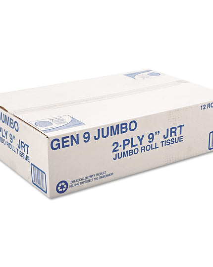 General Supply Jumbo Roll Bath Tissue 2‑Ply White, 9″ Diameter, 12/Case