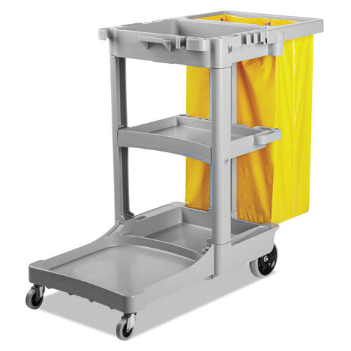 Commercial Janitor’s Cart, Three-Shelf Utility Design, 22×44×38 in, Gray