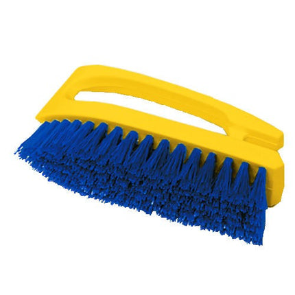 Heavy-Duty 6″ Hand & Nail Scrub Brush — Iron Handle, Yellow Block, Cobalt Bristles