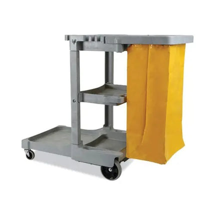 Commercial Janitor’s Cart, Three-Shelf Utility Design, 22×44×38 in, Gray