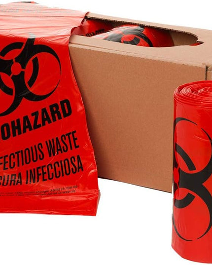 Red Biohazard Can Liner - 24"x33", 1.3 Mil, 500/cs