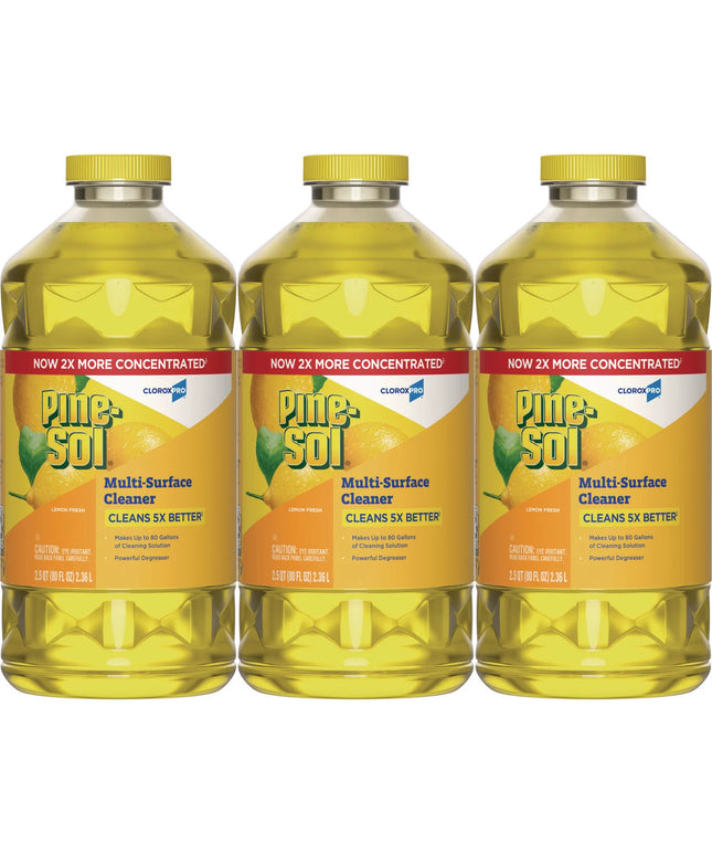 Pine-Sol Clorox Pro Surface Cleaner & Disinfectant, Concentrated Lemon Scent, 80oz, Case of 3