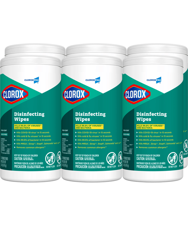 CloroxPro® Disinfecting Wipes – 75 Count, Pack of 6